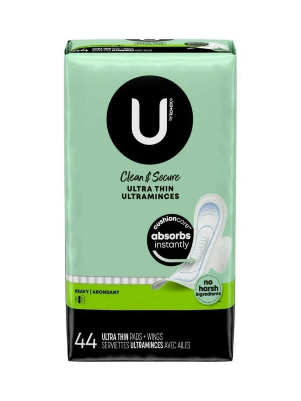 Open Box-U by Kotex Clean & Secure Ultra Thin Pads Heavy With Wings CushionCore